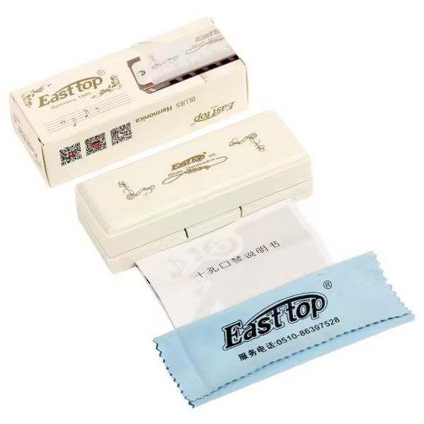 Губна гармошка для блюзу Easttop T008L Ключ D білий 0925 фото