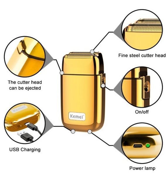 Железный шейвер для бритья Kemei KM-TX1 золотой 0260 фото
