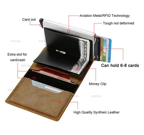Кошелек кардхолдер с RFID защитой коричневий 0654 фото