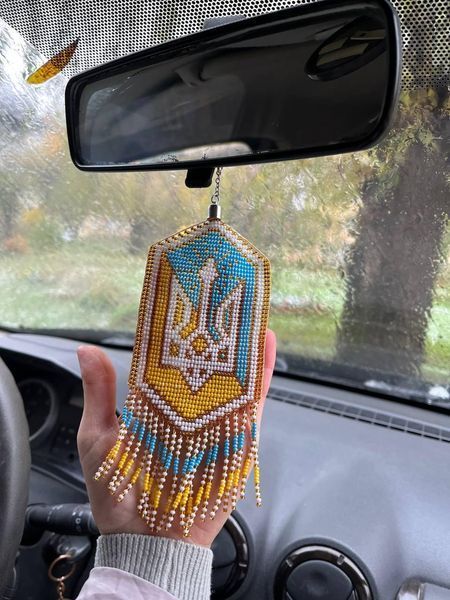 Підвіска на Дзеркало Заднього Виду в Автомобіль Стяг України та Тризуб PD007 фото