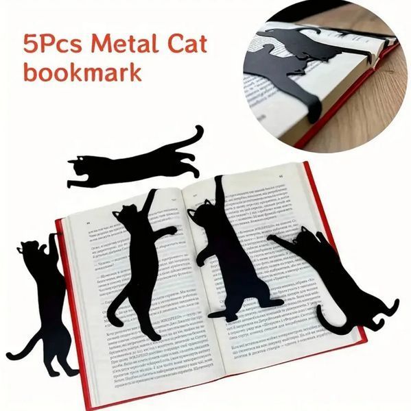Закладки для книг металлические Котики 5 шт 1002 фото