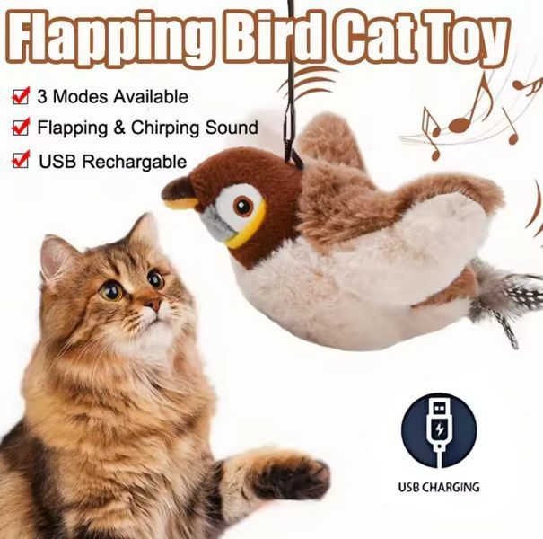 Интерактивная игрушка птичка воробей для кошки 0858 фото